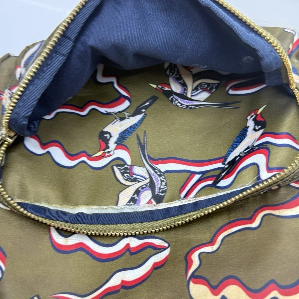 Tommy Hilfiger Julia Small Dome Backpack Olive Green TH Bird Print Preppy 2017